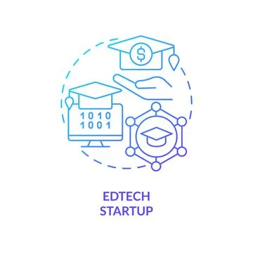 EdTech startup blue gradient concept icon Stock Illustration