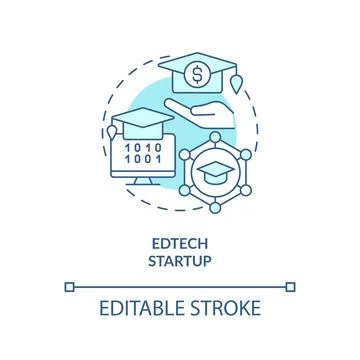 EdTech startup turquoise concept icon Illustrazione stock