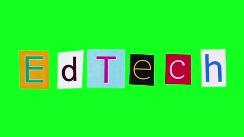 Edtech word made from crumpling and unwrapping colorful stickers in loop stop Stock Footage 316234822