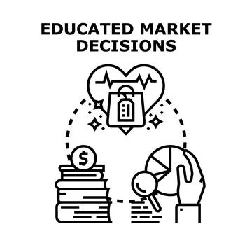 Educated market decisions making process concept Illustrazione stock