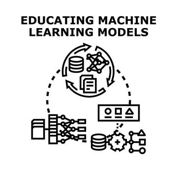 Educating machine learning models data process icon Stock Illustration