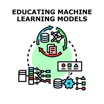 Educating machine learning models data process icon 스톡 일러스트