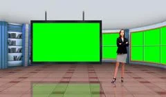 Education 001 TV Studio Set - Virtual Green Screen Background PSD PSD Template