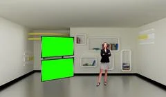 Education 005 TV Studio Set - Virtual Green Screen Background PSD PSD Template