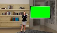 Education 017 TV Studio Set - Virtual Green Screen Background PSD PSD Template