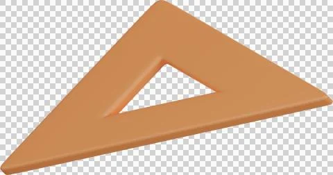 Education 3D icon illustration, Triangle ruler in a warm color. Stock Photos
