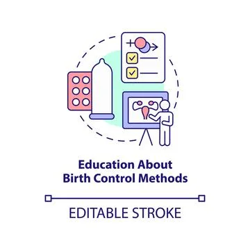 Education about birth control methods concept icon Illustrazione stock
