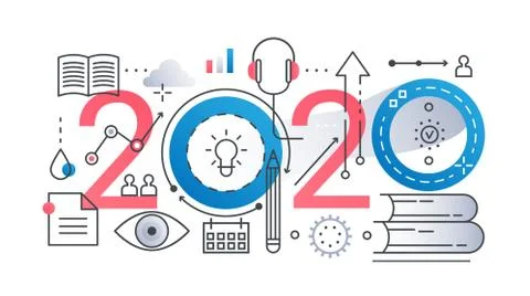 Education abstract thin line vector illustration, flat lineart design for Stock Illustration