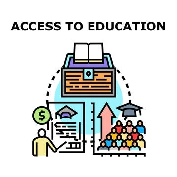 Education access opportunity with school learning development Stock Illustration
