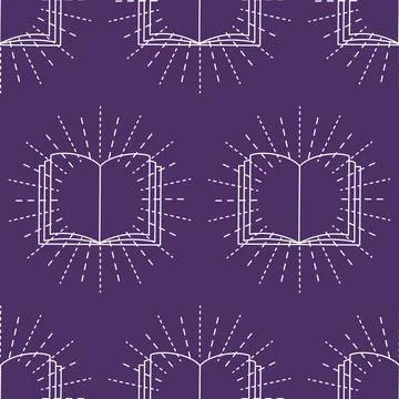 Education, akashic chronicles seamless pattern with book Stock Illustration
