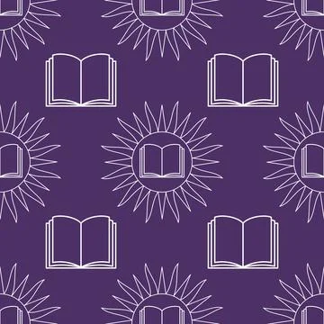 Education, akashic chronicles seamless pattern with book Stock Illustration