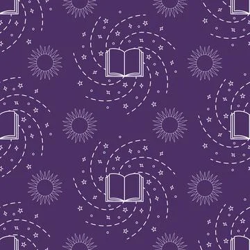 Education, akashic chronicles seamless pattern with book Stock Illustration