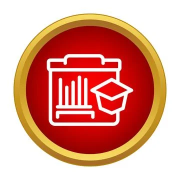 Education analytics graph icon in red circle button Stock Illustration