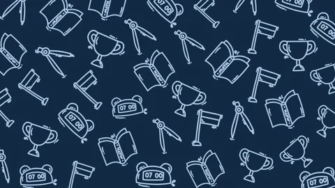 Education and Achievement Pattern Animation Dark Blue Background Video stock 343324122