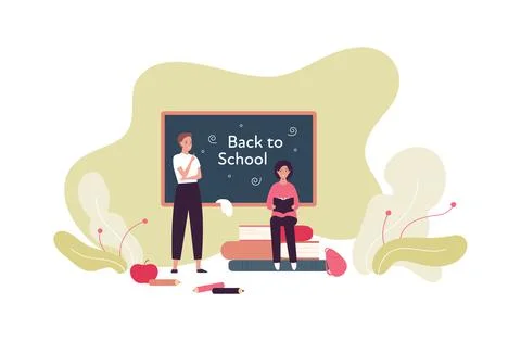 Education and back to school concept. Vector flat people illustration. Female Illustrazione stock