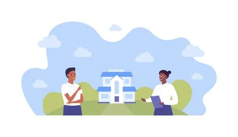 Education and back to school concept. Vector flat people illustration. Africa Stock Illustration