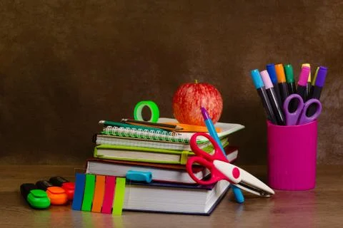 Education and back to school concept. Office and school accessories. 写真素材
