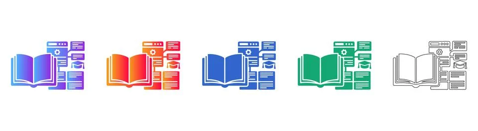 Education and Digital Learning Resource Icons Stock Illustration