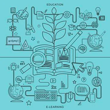 Education and e-learning concepts Stock Illustration