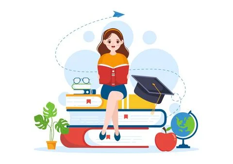Education and knowledge Books for Learning Suitable for poster, Web and Mob.. Stockillustratie