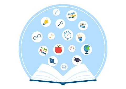 Education and knowledge Books for Learning Suitable for poster, Web and Mob.. Stock Illustration