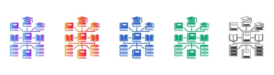 Education and Knowledge Network Icons Stock Illustration