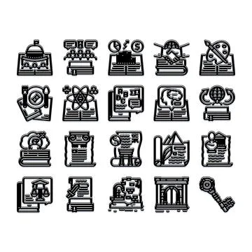 Education and knowledge subject matter icon collection Stock Illustration