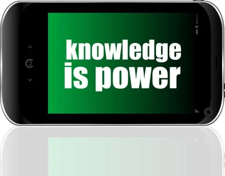 Education and learn concept. text knowledge is power. Detailed modern smartph イラスト素材