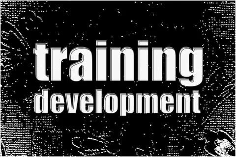 Education and learn concept: Training Development . White words on black abst Stock Illustration