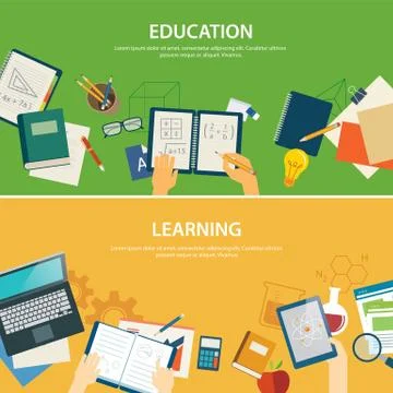 Education and learning  banner flat design template Stock Illustration