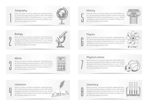 Education and learning. Black and white banner set Stock Illustration