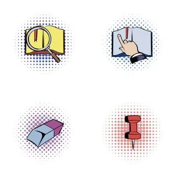 Education and learning concept comic pop art elements Stock Illustration