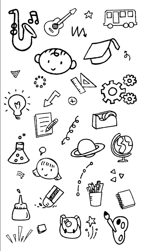 Education and Learning Doodle Line Art Motion Graphic Vertical  Stock Footage 344308765