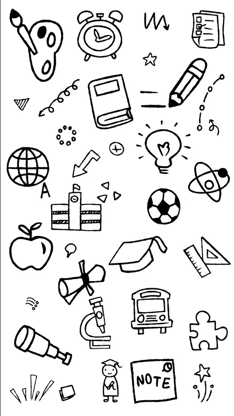 Education and Learning Doodle Line Art Motion Graphic Vertical  Stock Footage 344308805