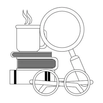 Education and learning elements black and white Illustrazione stock