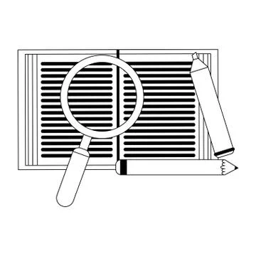 Education and learning elements black and white Stock Illustration