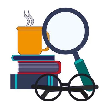 Education and learning elements blue lines Stock Illustration