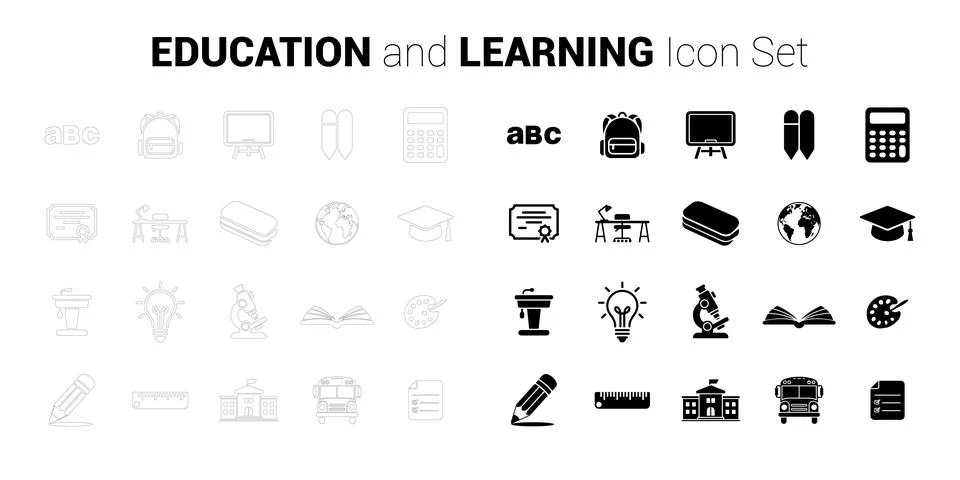 Education and Learning Icon Set Stock Illustration
