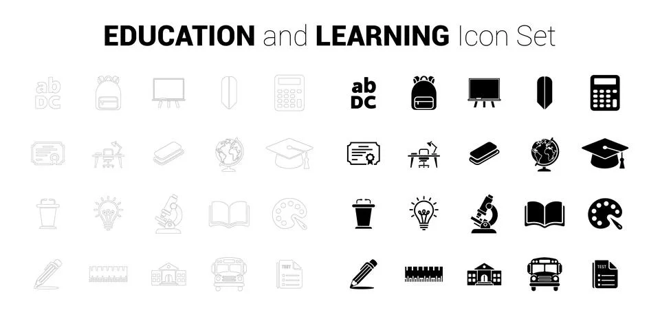 Education and Learning Icon Set Stock Illustration