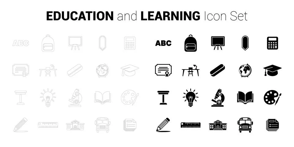 Education and Learning Icon Set Stock-Illustration
