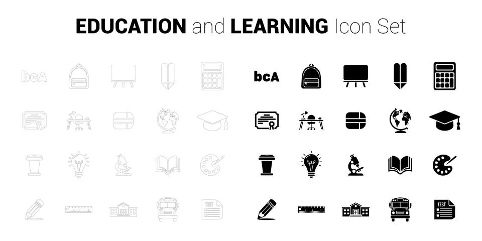 Education and Learning Icon Set Stock Illustration
