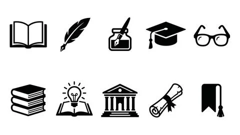 Education and learning icon set for academic and academic development. Stock Illustration