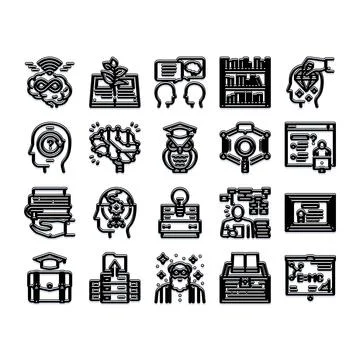 Education and learning knowledge line black icons Stock Illustration