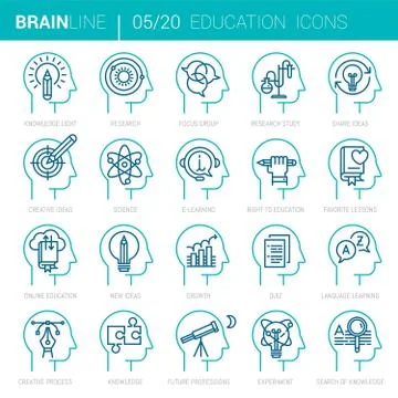 Education and learning Mind Process Vector Icons Stock Illustration