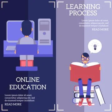 Education and learning process vertical banners set. Stock Illustration