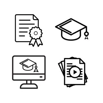 Education and online learning vector icon set with graduation theme Stock Illustration