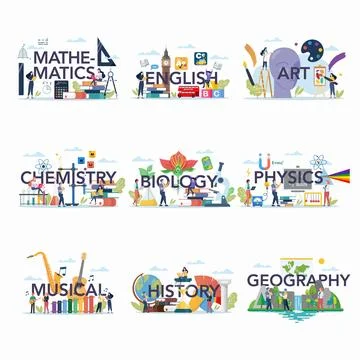 Education and school class set with education elements Stock Illustration