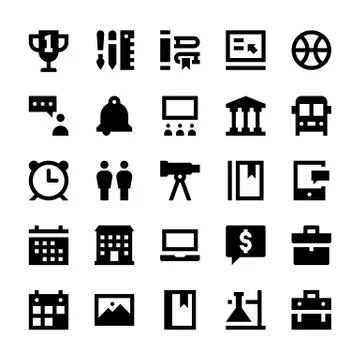 Education and School Vector Web Icon Set Stock Illustration
