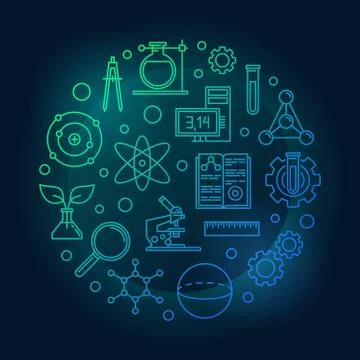 Education and science colored round vector illustration Stock Illustration