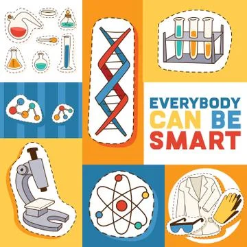 Education and science concept vector illustration. Motivatng text, everybody can Stock Illustration